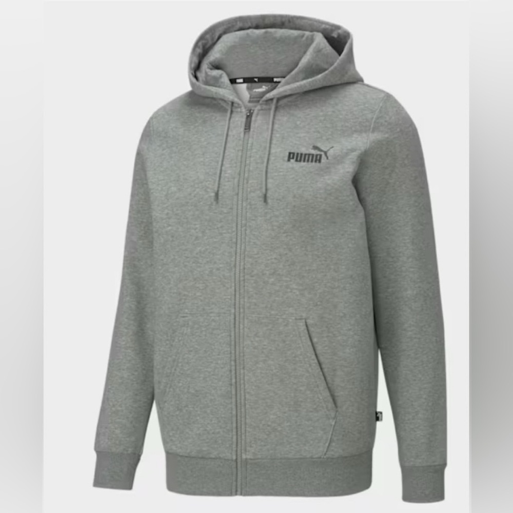 Puma Heather Gray Essential full zip hoodie sweatshirt. New. Mens size XL